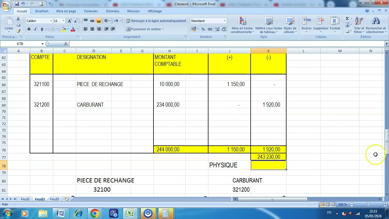 VOIR INVENTAIRE DES STOCKS ET TRAITEMENT DES ECARTS CHAINE AHMED/DLG