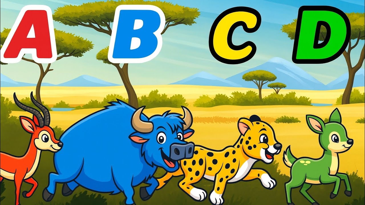 ABC Colorful Safari Animals Song AI Generate| Alphabet & Color Learning Song For Kids