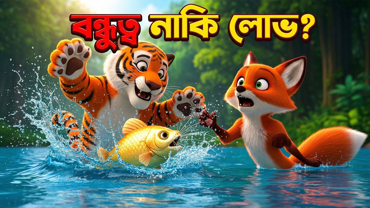 বাঘ ও শিয়ালের মাছ ধরার গল্প | Bangla Cartoon | Moral Stories for Kids |লোভী বাঘের পরিণতি!