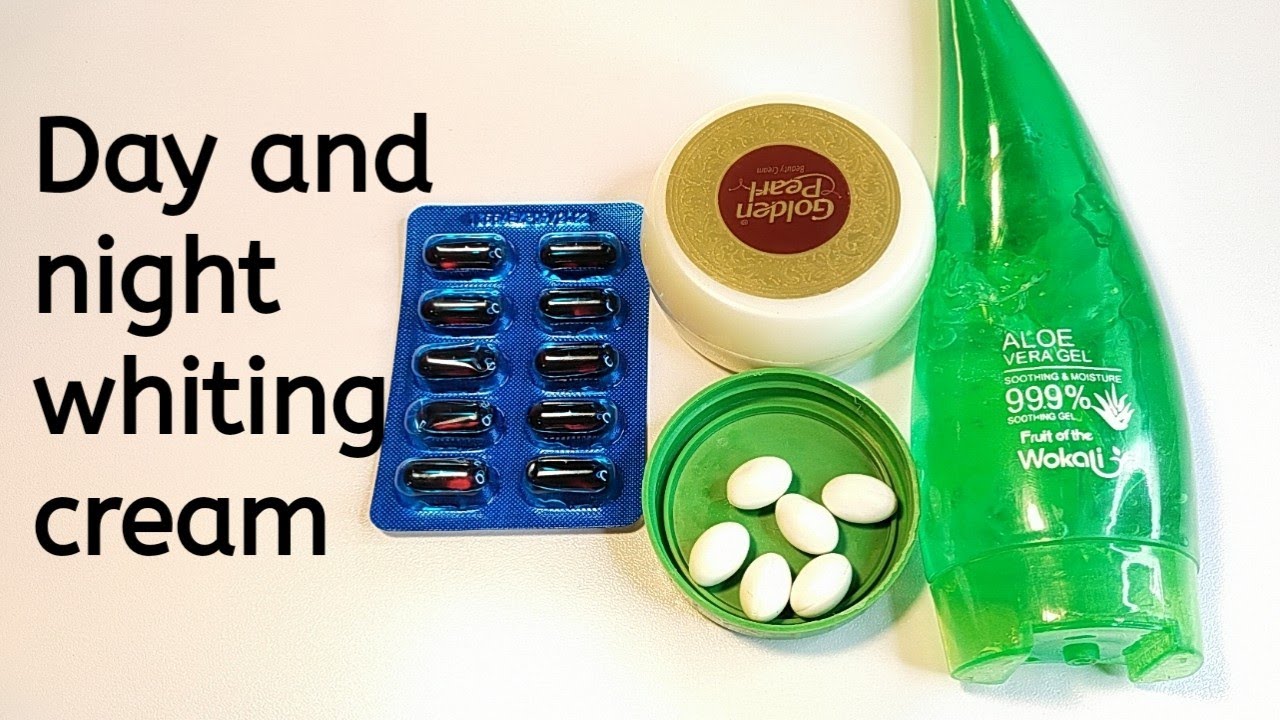 Home made day and night whiting cream |  vitamin e capsol alovera jel