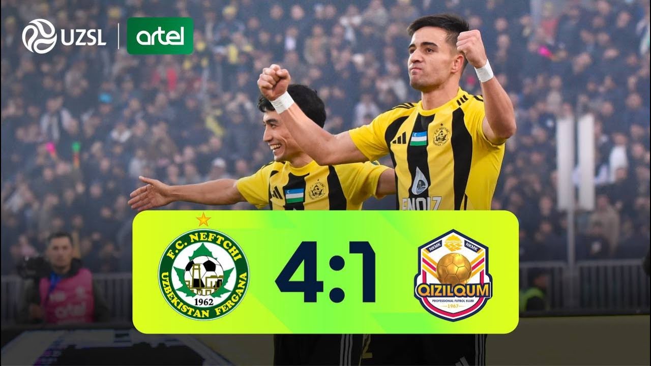 Superliga 29-tur. Neftchi - Qizilqum bahsida kiritilgan gollar va xavfli vaziyatlar (Highlights)