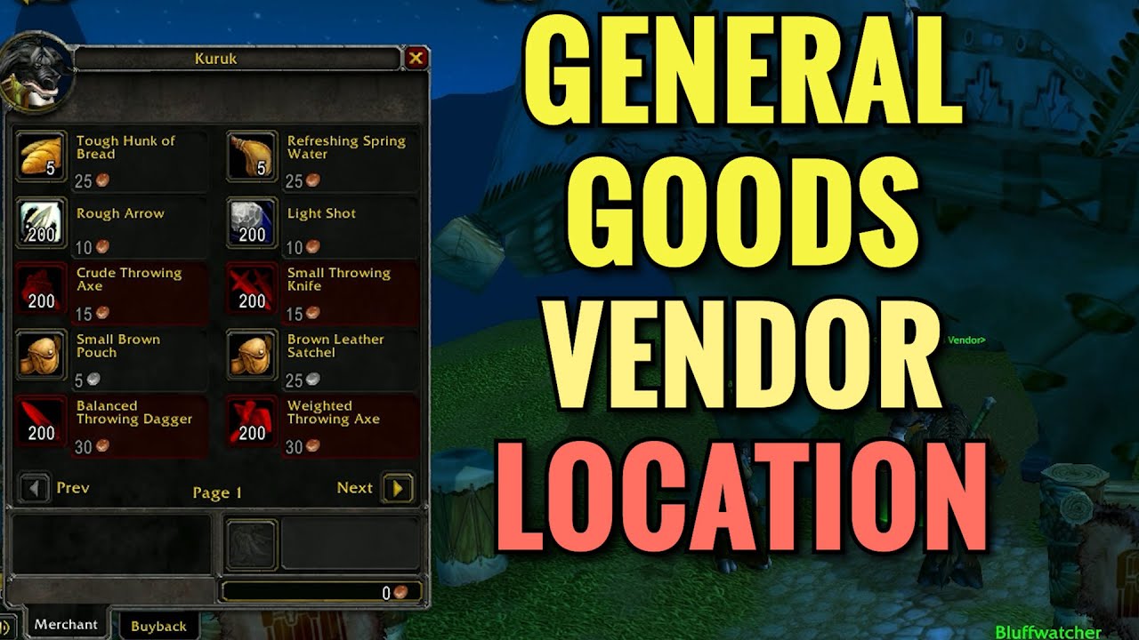 Thunder Bluff General Goods Vendor Location - WoW Classic