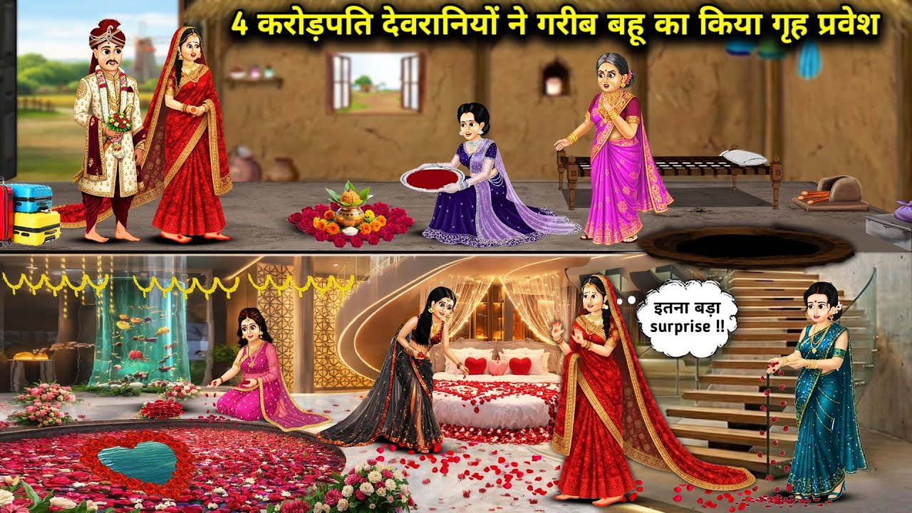 4 अमीर देवरानियों ने करवाया गरीब बहु का गृह प्रवेश || Cartoon Videos || 4 rich sisters-in-law arrang