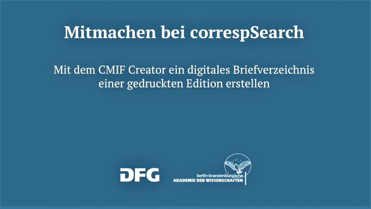 Tutorial &ndash; Mitmachen bei correspSearch