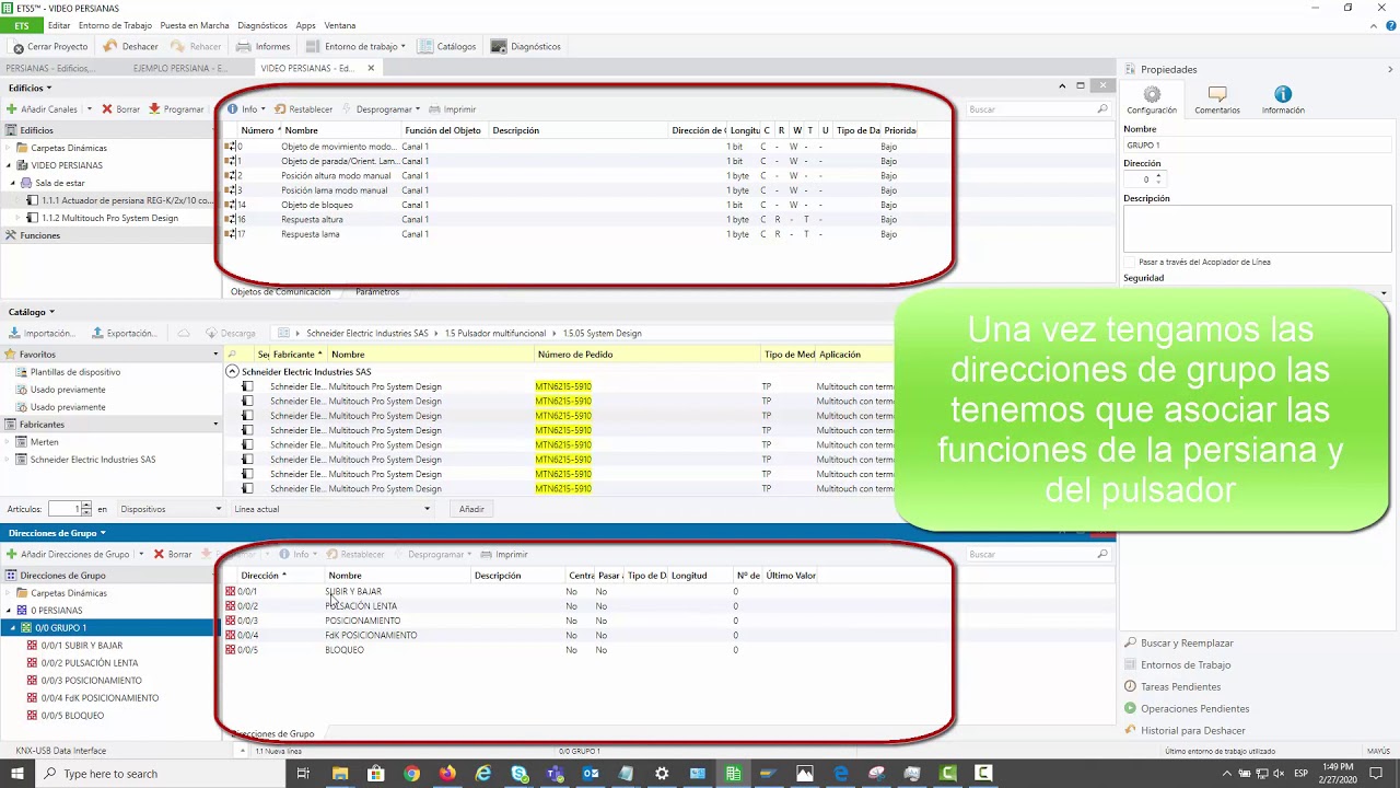 Configuración de una persiana de KNX