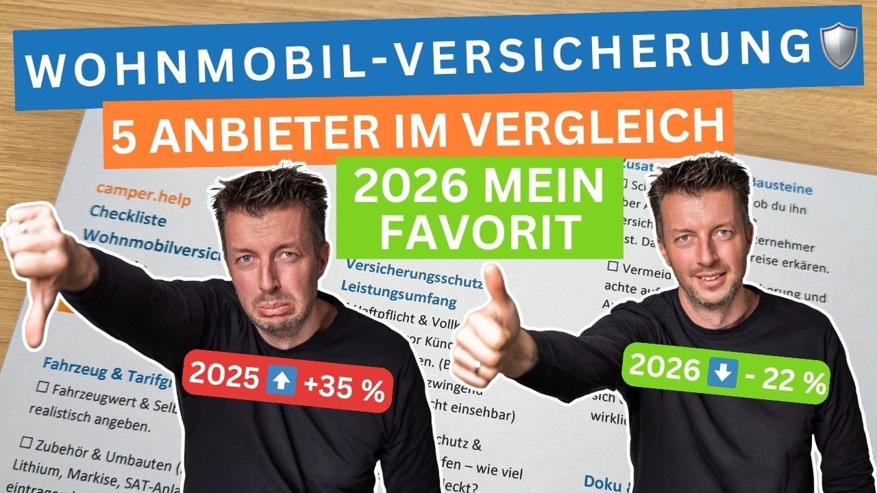 Wohnmobilversicherung 2026 – Die 5 Anbieter im Vergleich. Preise. Optionen. Fallen.