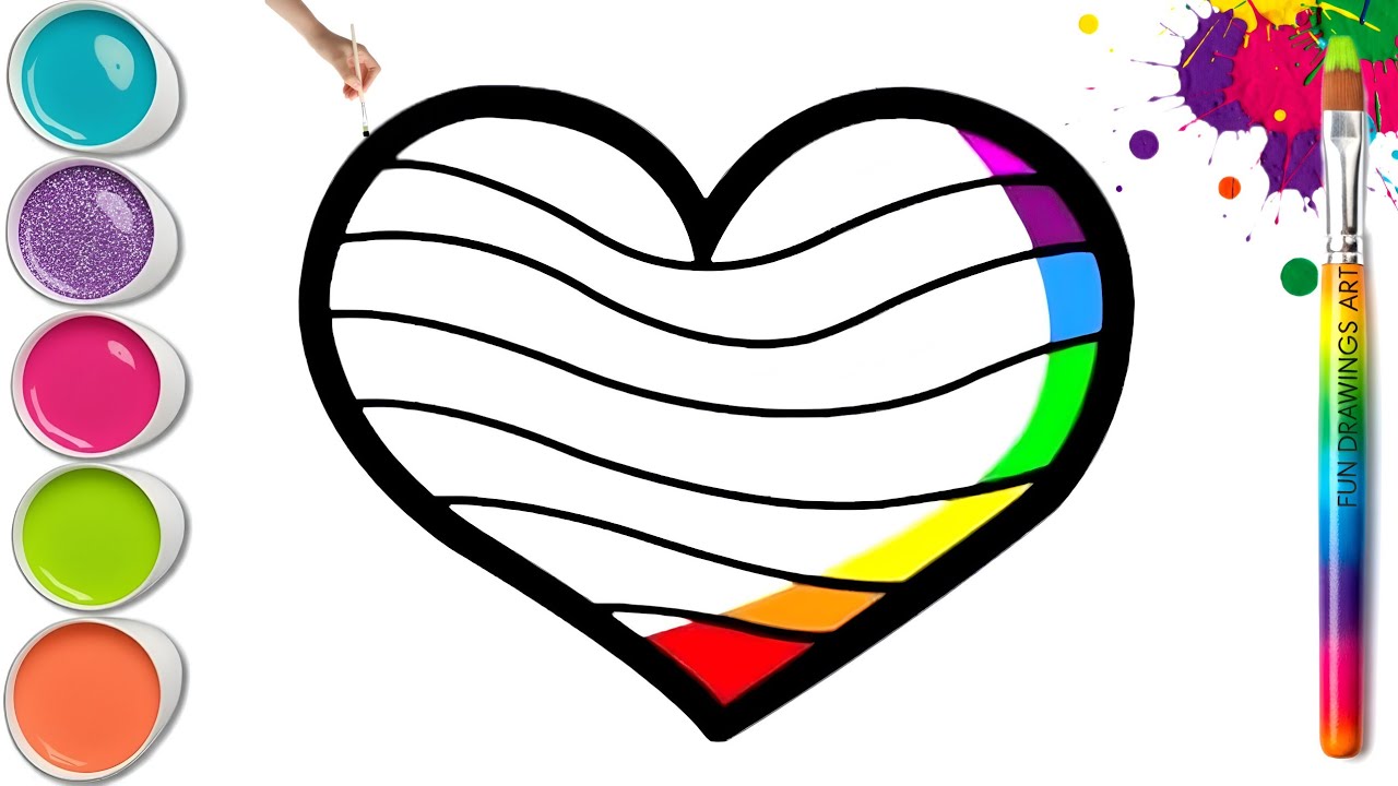 Красивый красочный рисунок сердца ❤️🌈 Простой пошаговый урок рисования и раскрашивания