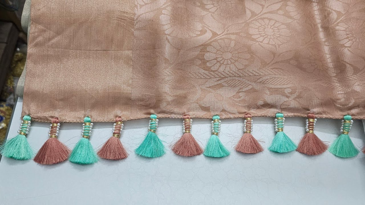 Simple way lo beautiful reyshiyam pattu kuchulu #trending#sareekuchu#bridalsaree #design #tassels