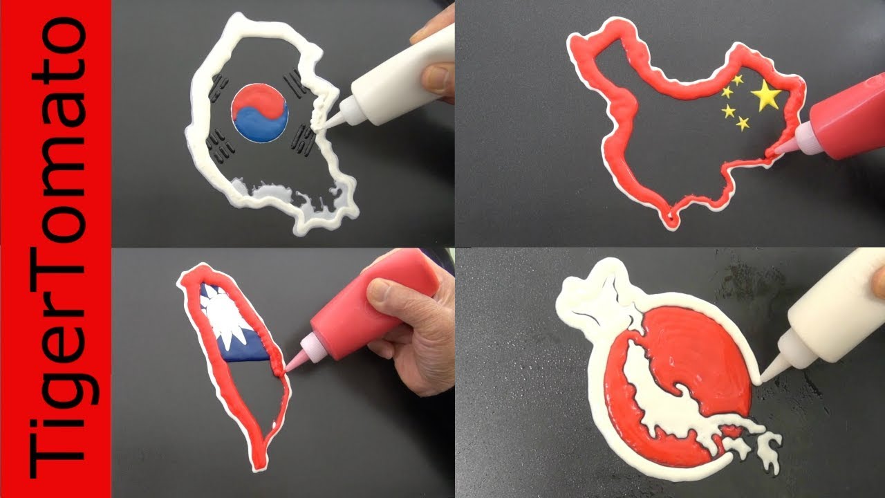 I Made Asian Countries Flag Map Pancakes - Korea, Japan, China, Taiwan