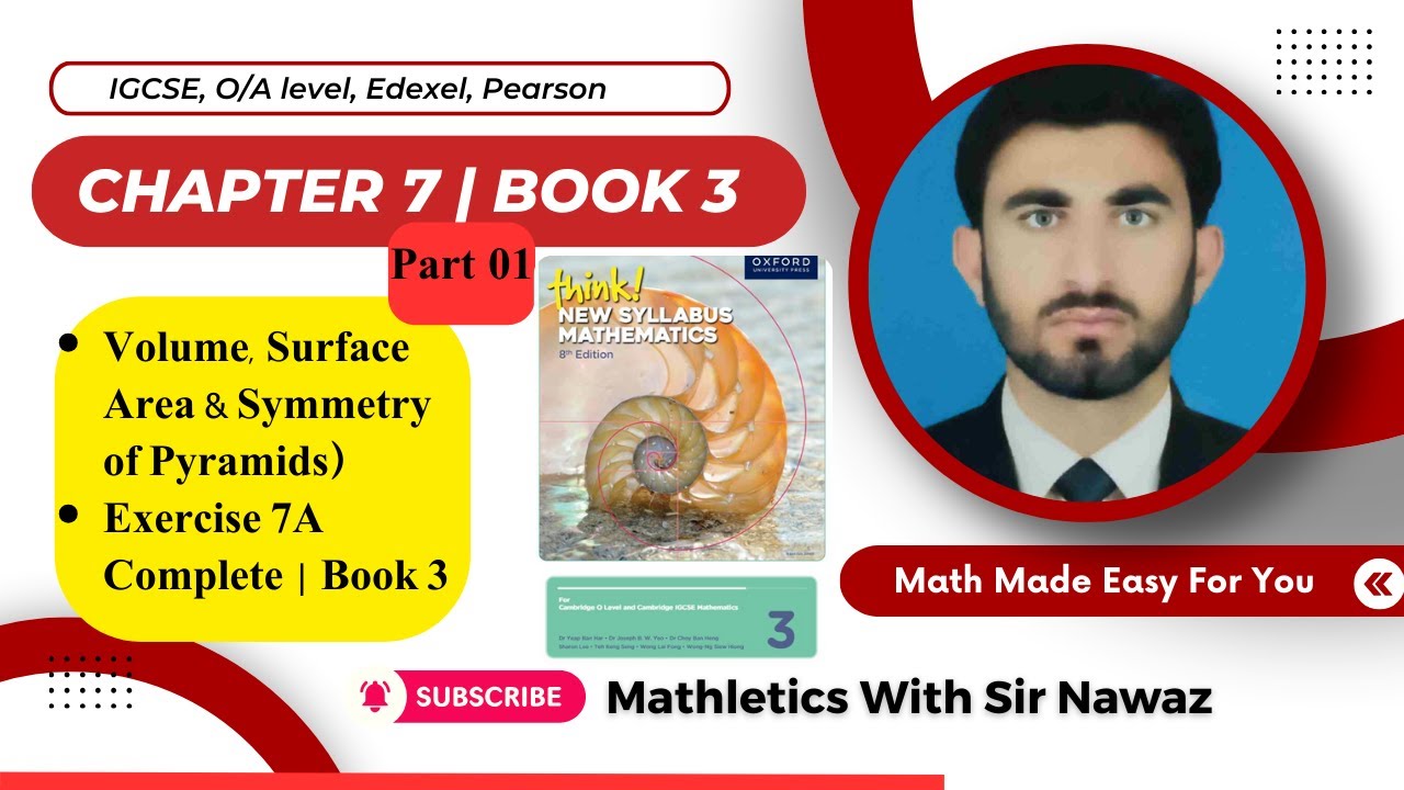 Chapter 7 (Ex 7A) | Book 3 | Mensuration | Volume & surface area of Pyramids #maths #igcse #olevels