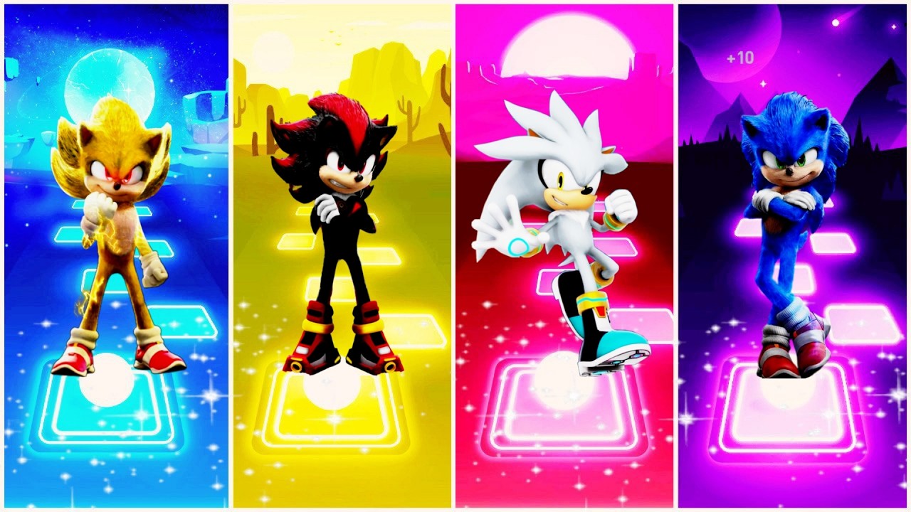 Super Sonic 🆚 Shadow the Hedgehog 🆚 Silver the Hedgehog 🆚 Sonic the Hedgehog | Tiles Hop EDM Rush