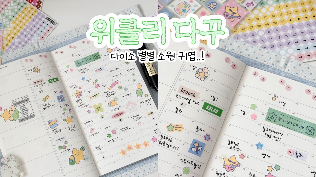 위클리 다꾸 ✨ 다이소 별별소원 스티커로 별이 한가득 ⋰˚★ : 다이어리 꾸미기