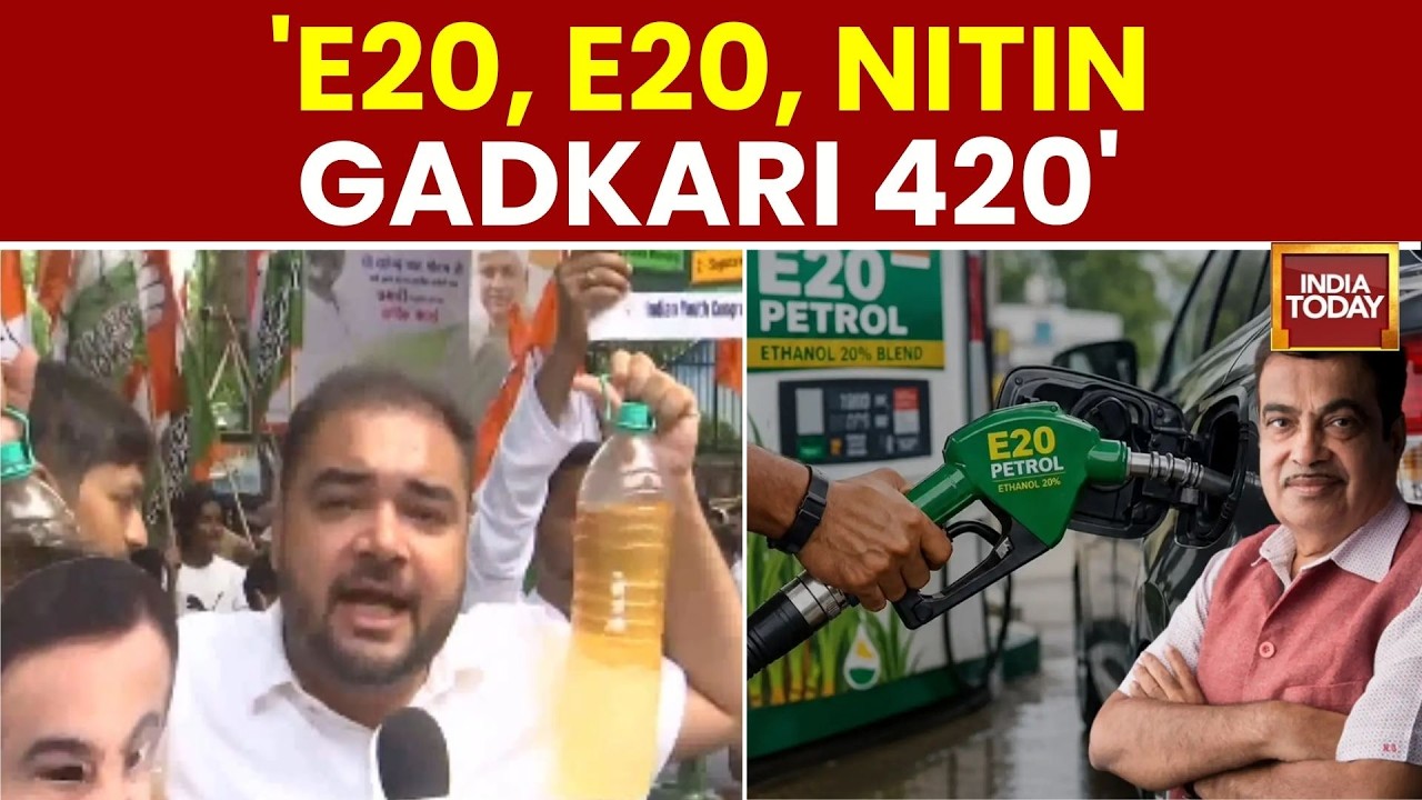 E20 Petrol Row: Youth Congress Protests In Delhi Against E20 Petrol, Targets Union Min Nitin Gadkari