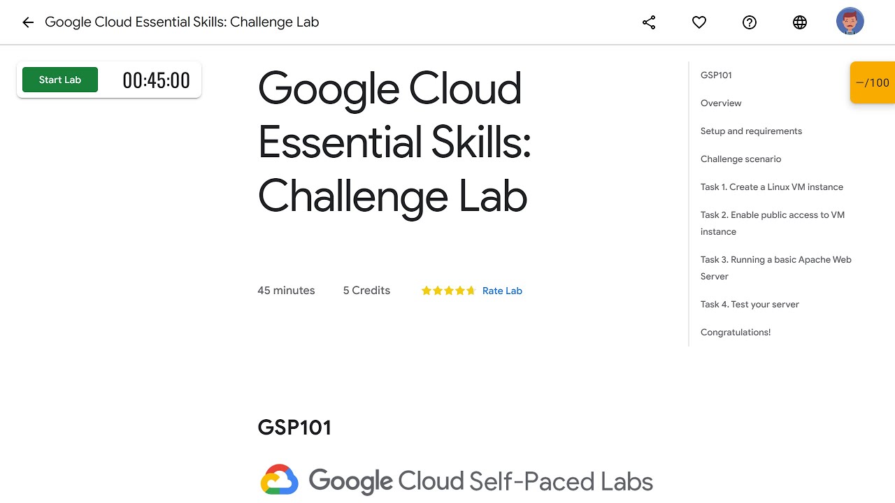 Google Cloud Essential Skills Challenge Lab GSP101