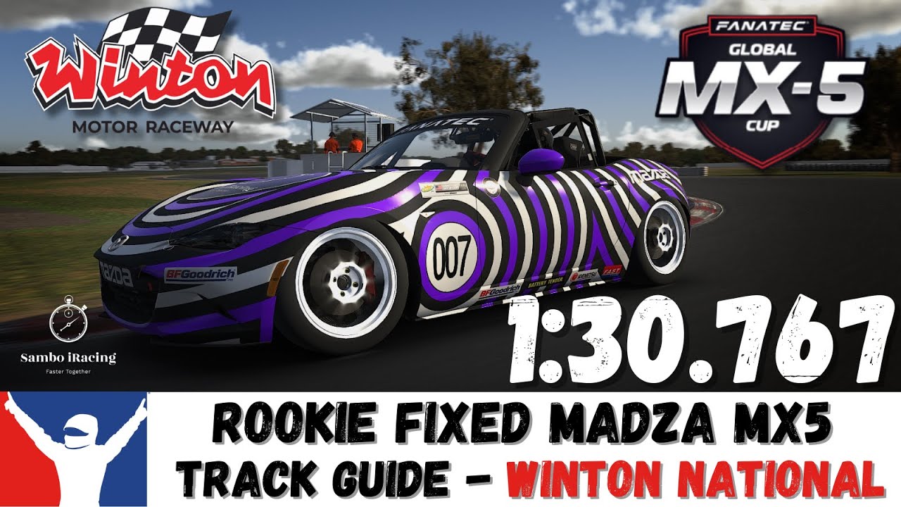 iRacing Rookie Fixed Mazda MX5 - Winton National Guide - 1:30.767 - Track Guide Winton National