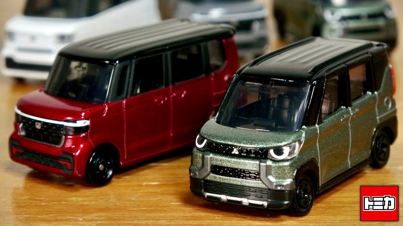 限定カラーが可愛い☆ディーラー限定トミカ ２種 HONDA N-BOX CUSTOM・非売品 三菱 デリカミニ ルーフは共にブラックの２トーンカラー仕様！特別感あるトミカです