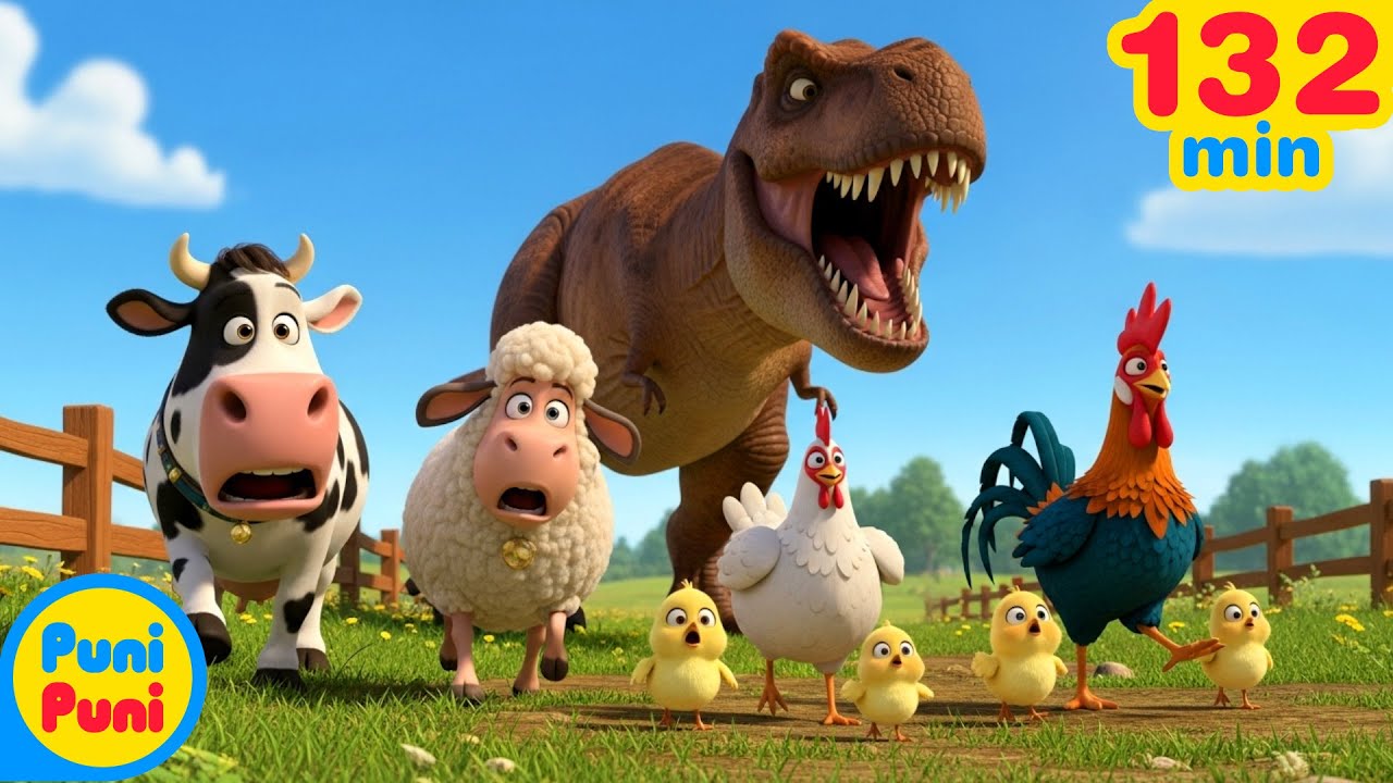 M&aacute;s de 2 horas de canciones de ANIMALES y DINOSAURIOS para ni&ntilde;os 🐶🦖🐮🦕🐷 Puni Puni