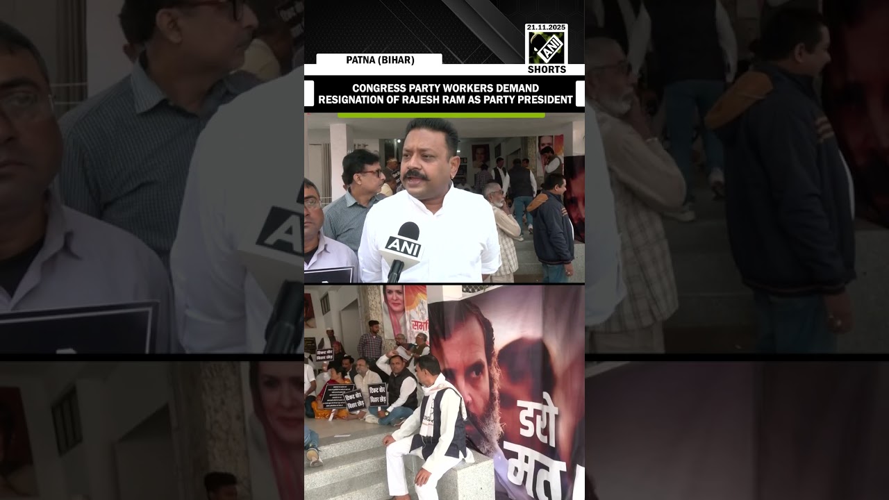 Congress party members organise protest against party&rsquo;s President Rajesh Ram and Krishna Allavaru