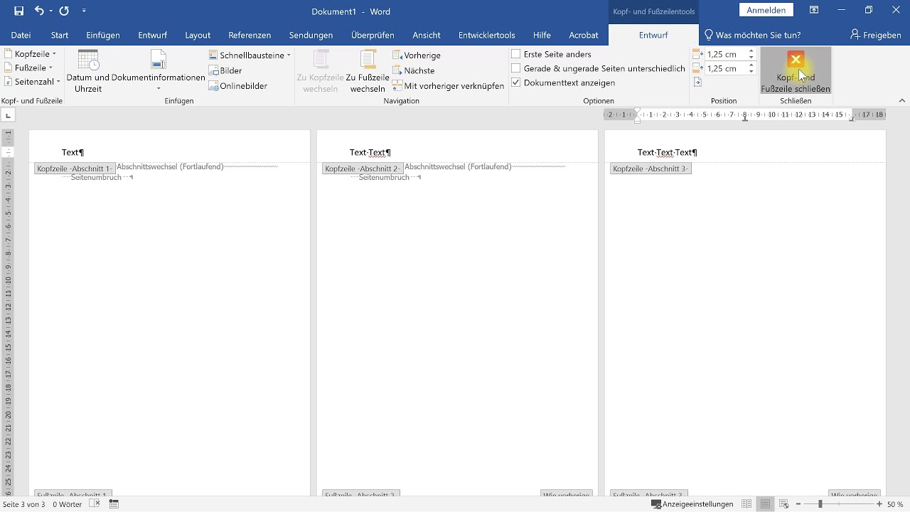 Kopfzeile und Fu&szlig;zeile f&uuml;r jede Seite anders &ndash; Word-Tutorial