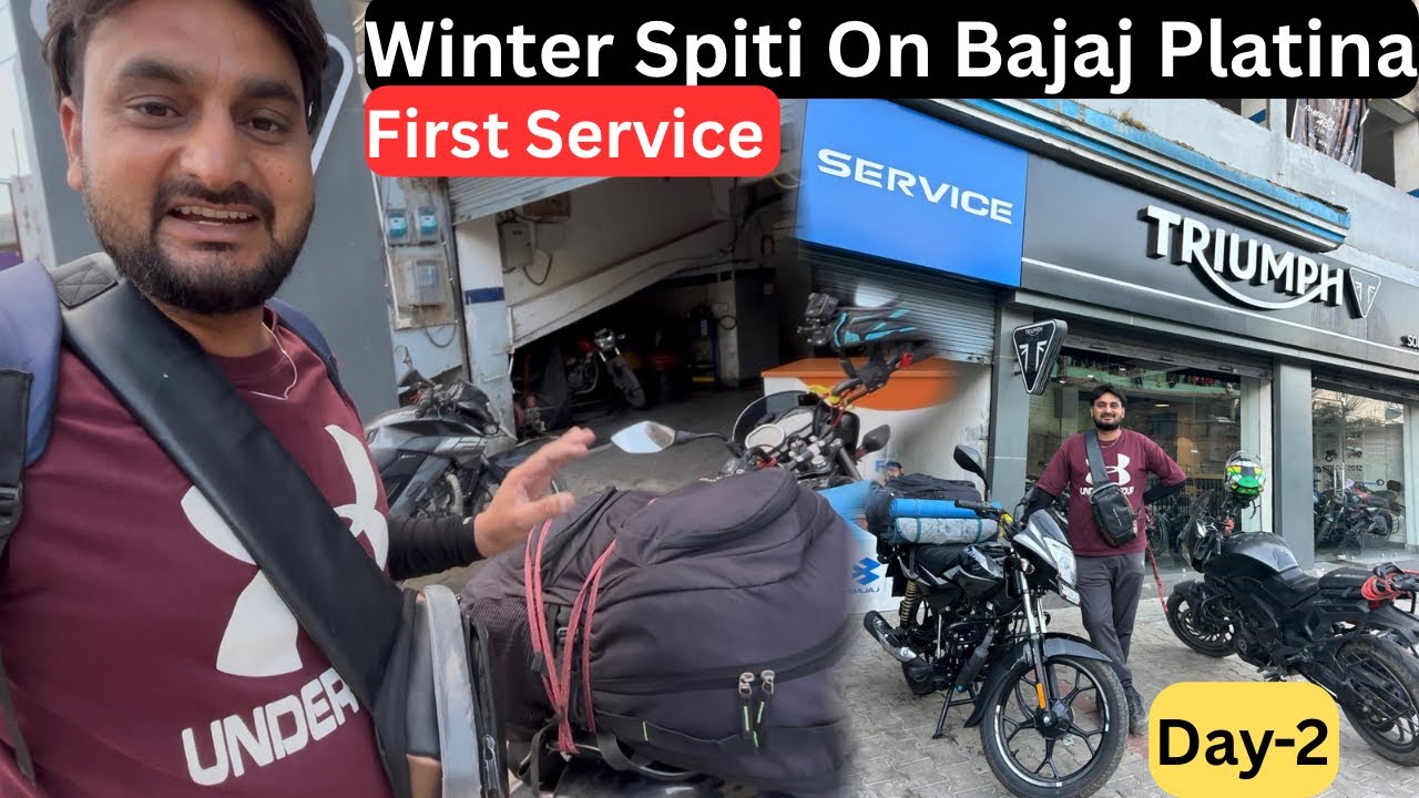 अपनी बाईक की पहली सर्विस |Winter Spiti On Bajaj Platina Day-2 |Lahaul Spiti Himachal Pradesh