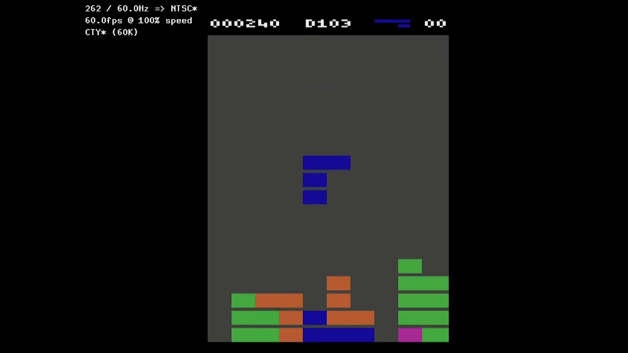 Chetiry (Atari VCS/2600, NTSC). Ultra! Score: 1 220 #tetris #atari #atari2600 #puzzlegame #retrogame