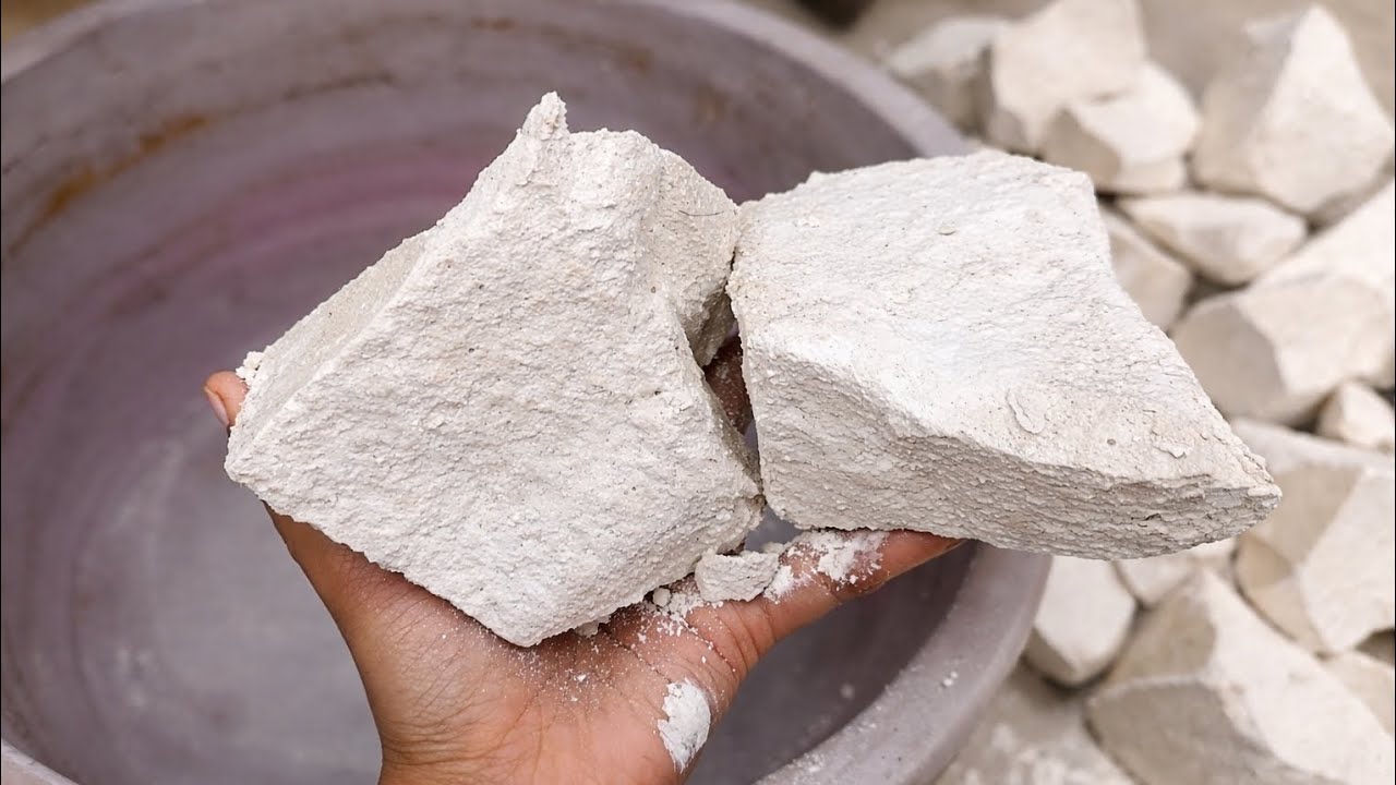 Soft gym chalk chunks water crumbling oddly satisfying video