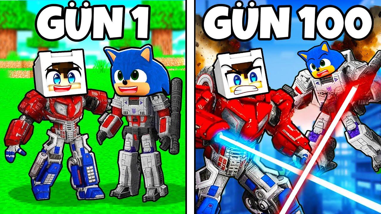 100 GÜN TRANSFORMERS OLARAK HAYATTA KALDIK! 😱🤖 Minecraft