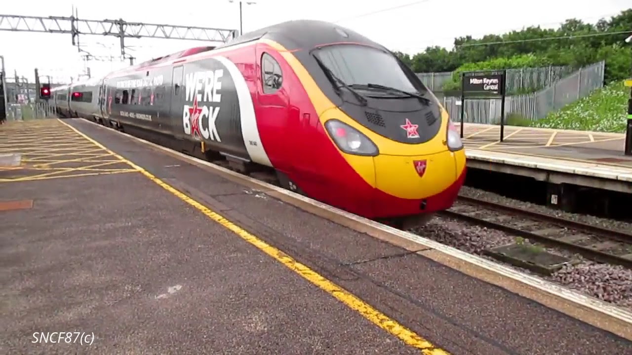 Virgin Radio Trains Class 390 departs at Milton Keynes Central