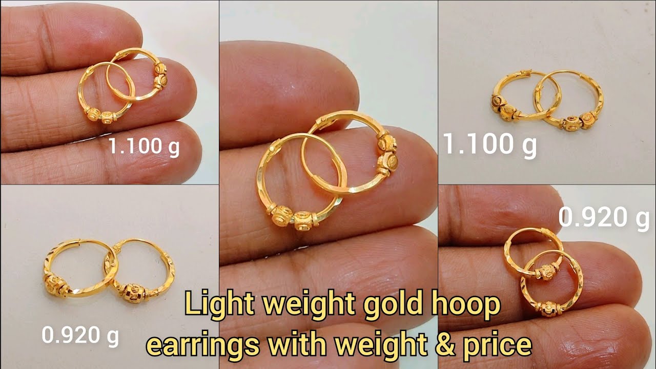 light weight gold hoop earrings designs with weight and price 2023/gold bali designs