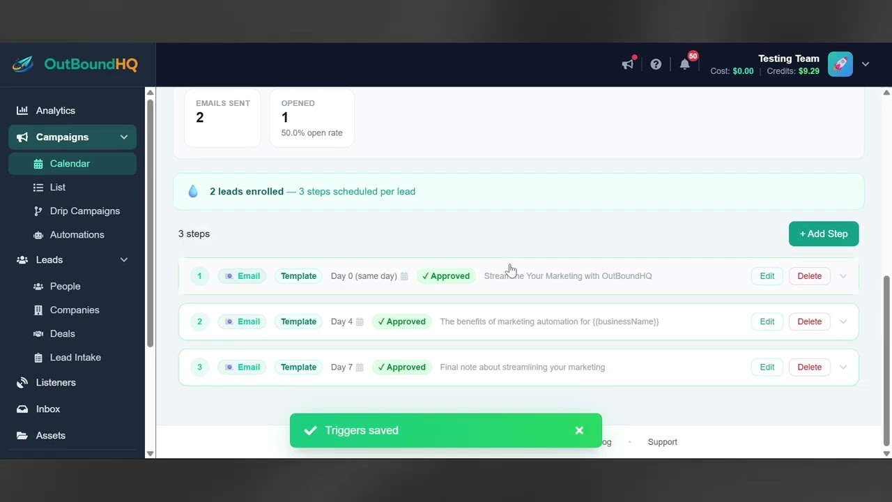OutboundHQ - How to Set Up Triggers for your Email Campaigns