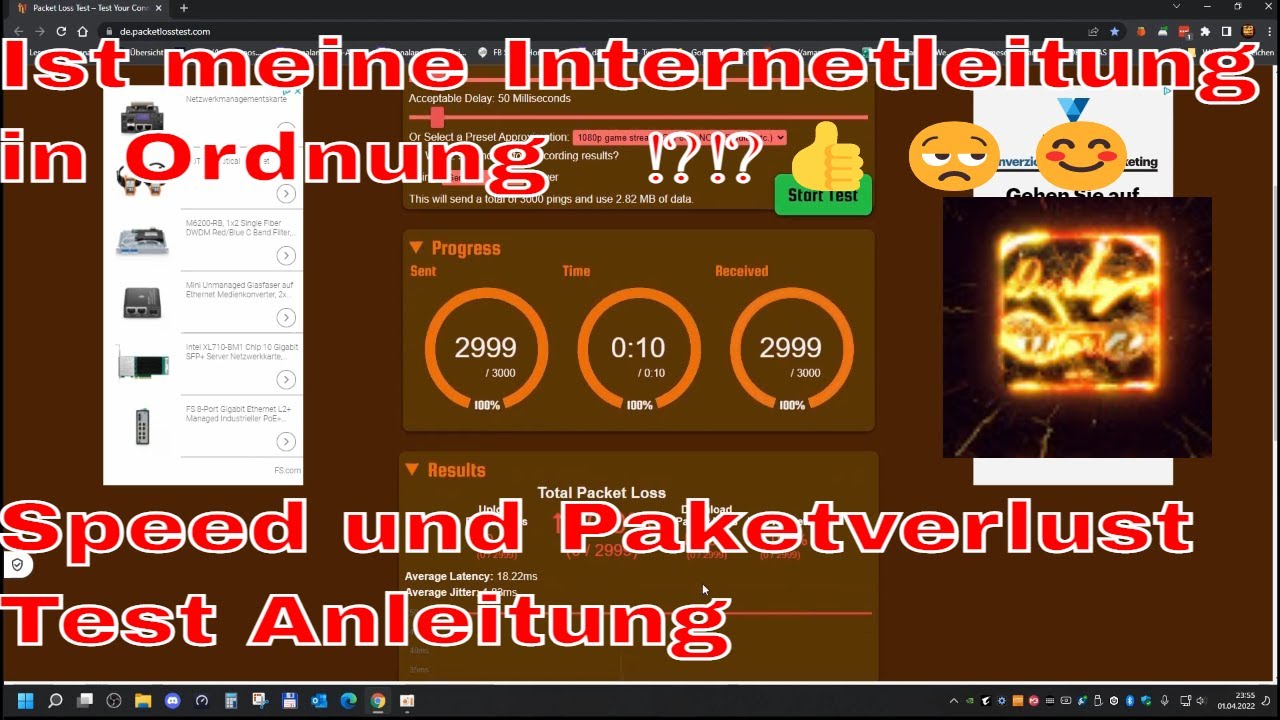Ist meine Internetleitung in Ordnung⁉️⁉️  Speed und Paketverlust Test Anleitung -Techniktipps 1/2022