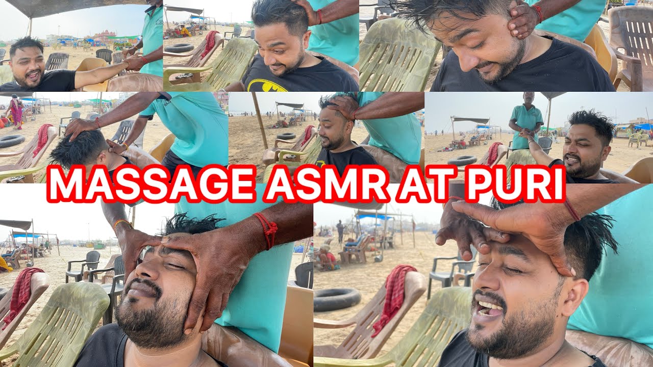 ASMR MASSAGE AT PURI BEACH GOLDEN BEACH HEAD NECK SHOULDER HAND MASSAGE RELAX SEA SLEEP