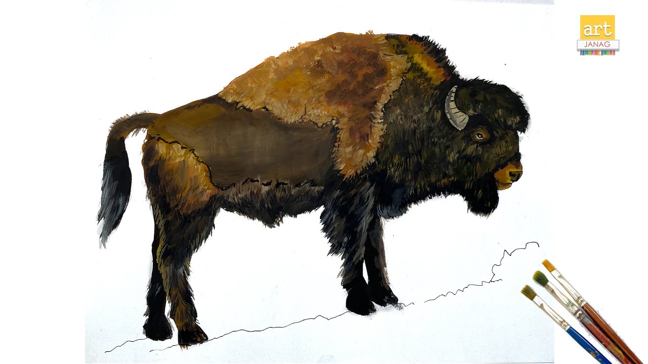 Bison painting II How to draw A Bison step by step II #artjanag