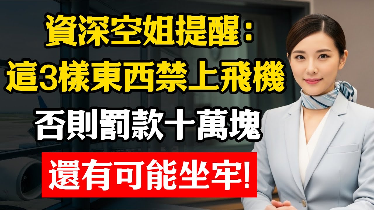 資深空姐提醒：這3樣東西禁上飛機，否則罰款十萬塊，還有可能坐牢！90%的人都不知道！#飛機 #罰款#養老金
