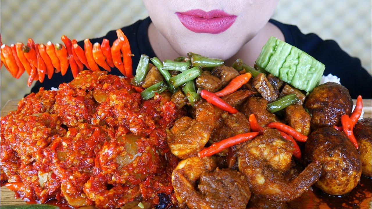 ASMR JENGKOL MERCON, GULAI UDANG, SEMUR TELUR, TUMIS TEMPE BUNCIS | ASMR MUKBANG INDONESIA