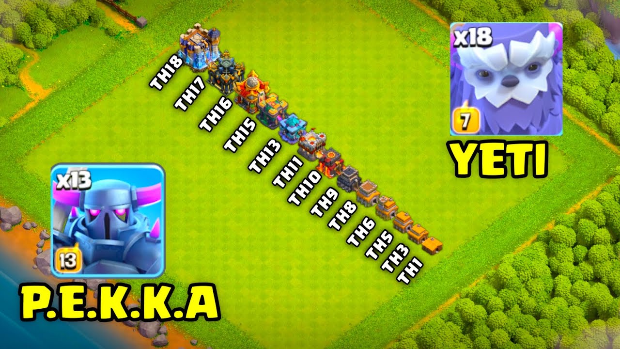 Кто прошёл все уровни ратуши: P.E.K.K.A или Йети? | Clash Of Clans | #clashofclans #coc #challenge