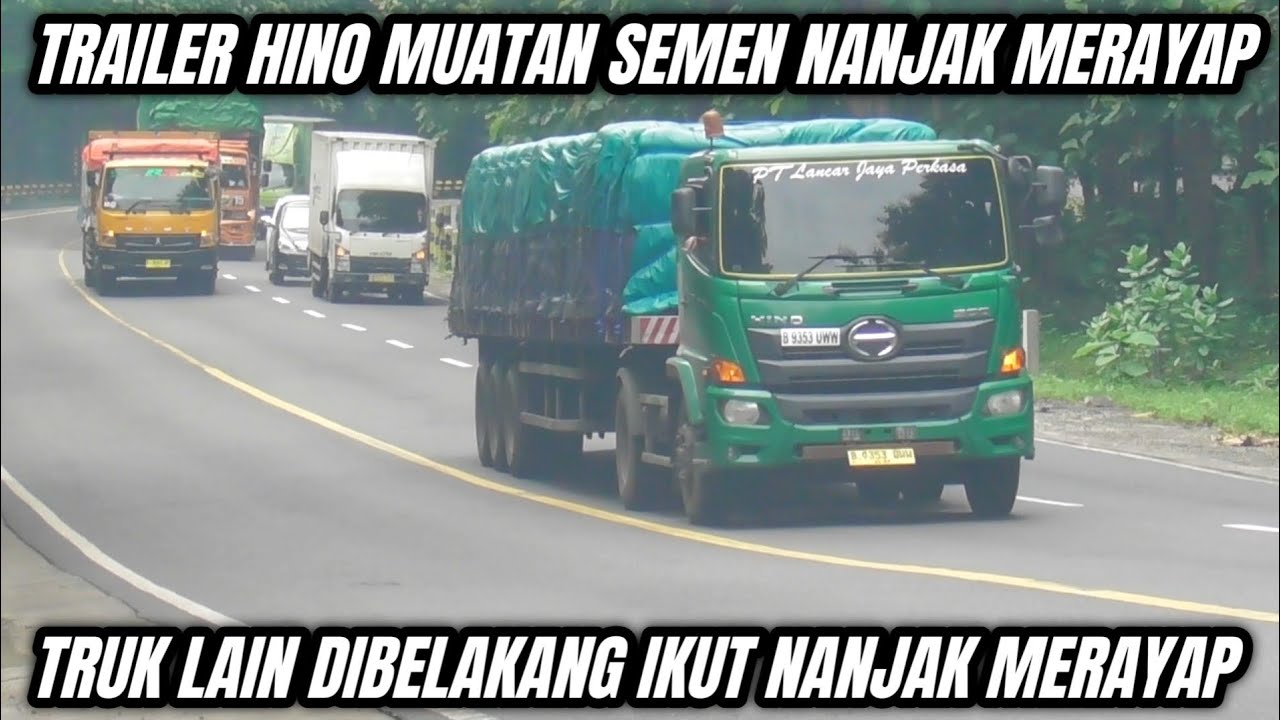 Tanjakan Sangat Ramai Sampai Jadi Macet, Truk Tronton  Fuso Hino Isuzu Trailer Hino Nanjak Merayap 