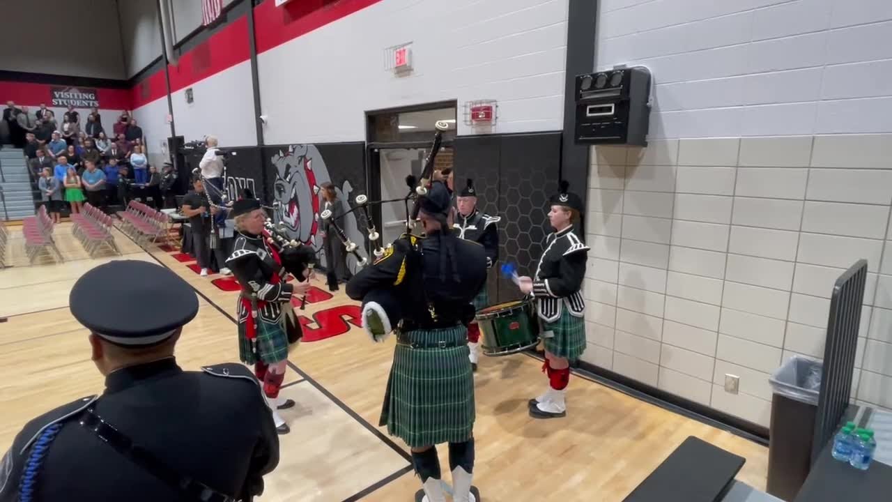 Bagpipes at Cram funeral
