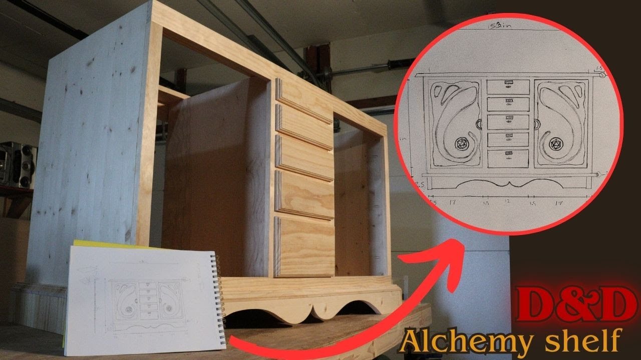 Building a Custom cabinet with basic tools as an amateur for my D&D alchemy shelf!