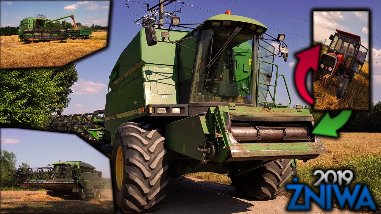 Żniwa 2019 pszenżyta & Jelonek w polu // JOHN DEERE 2264 // MF 255 ;)#Żniwa