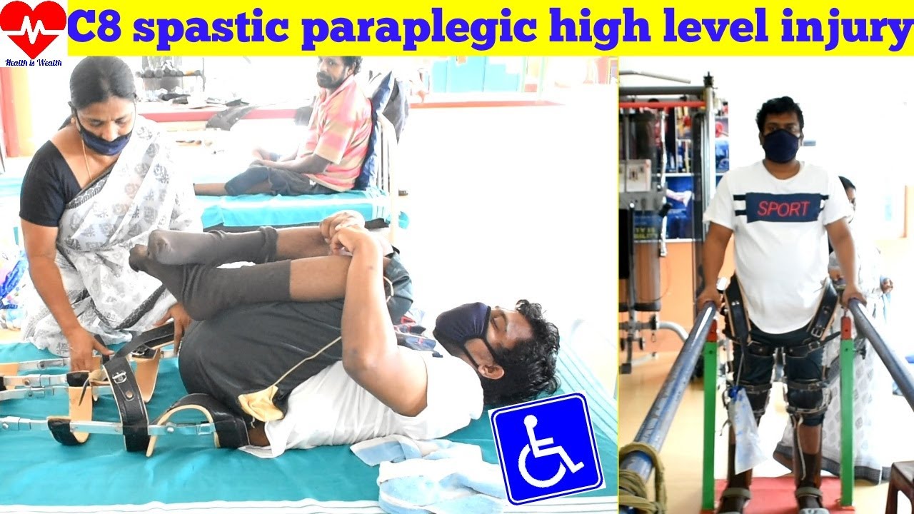 spinal cord injury C8 wearing caliper, Transfer, walking