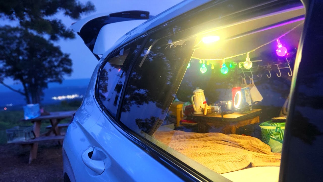 Easy Camping alone in a SUV camper - COZY SETUP COOKING RELAXING | 100 Mile View Camping