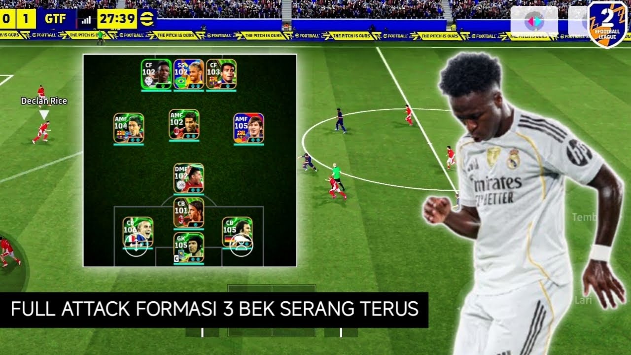 FORMASI 3 BEK FULL ATTACK FOKUS SERANG LAWAN TERUS efootball 2026 mobile