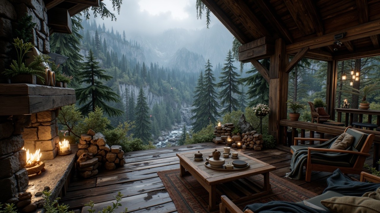 Cozy Cabin & Mountain Forest Ambiance | Успокаивающая фортепианная джазовая музыка для утра