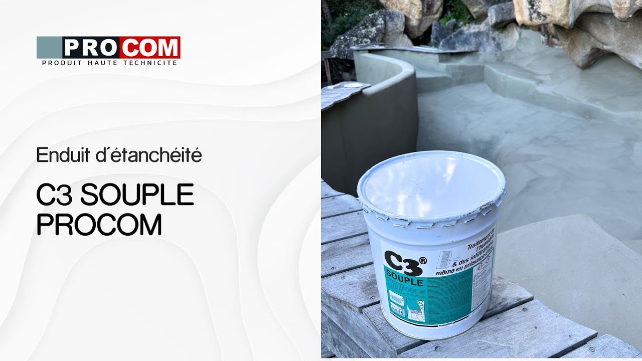 Enduit d'&eacute;tanch&eacute;it&eacute; souple pour piscine, bassin, cuve, citerne - Enduit de cuvelage C3 SOUPLE PROCOM
