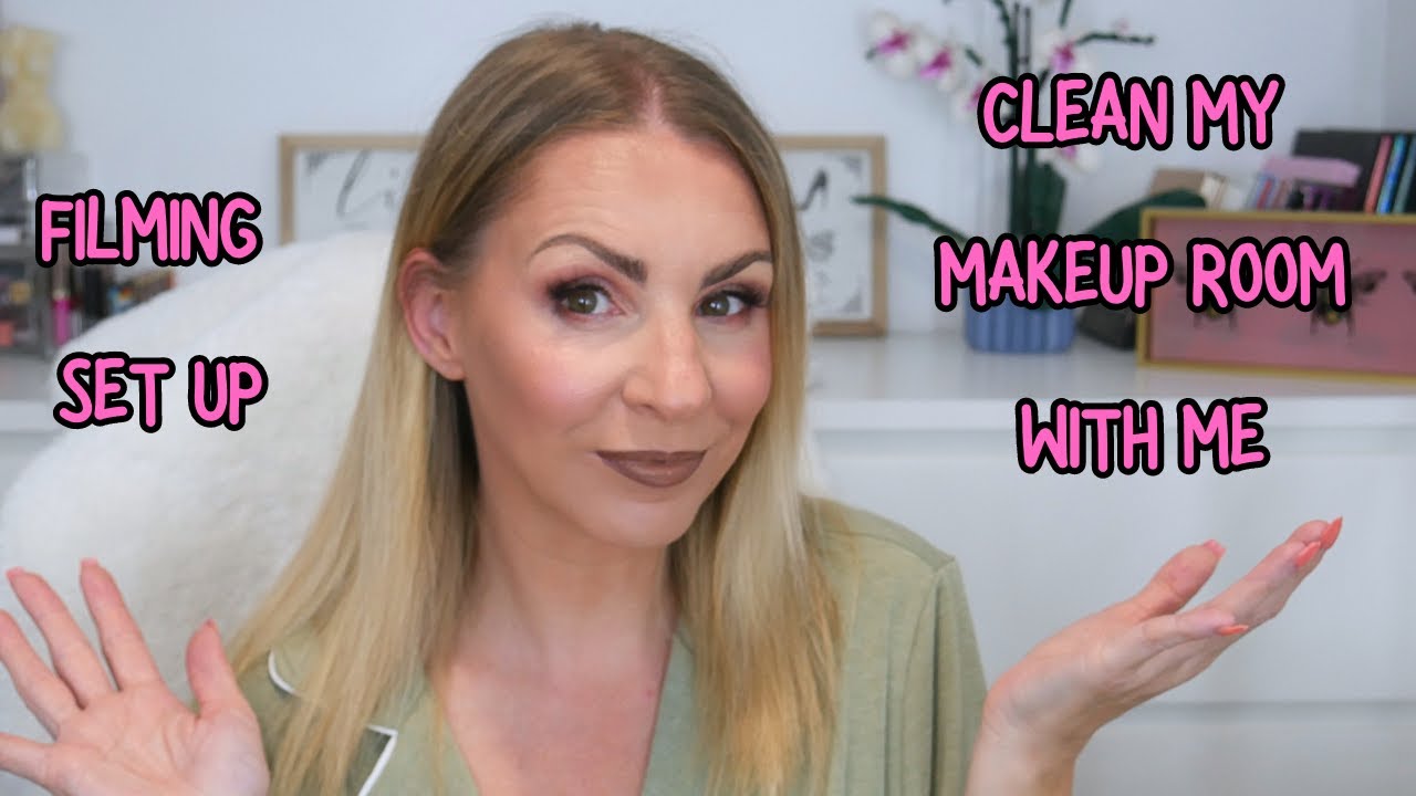 CLEAN MY MAKEUP ROOM WITH ME | SHE SHED | FILMING SET UP
