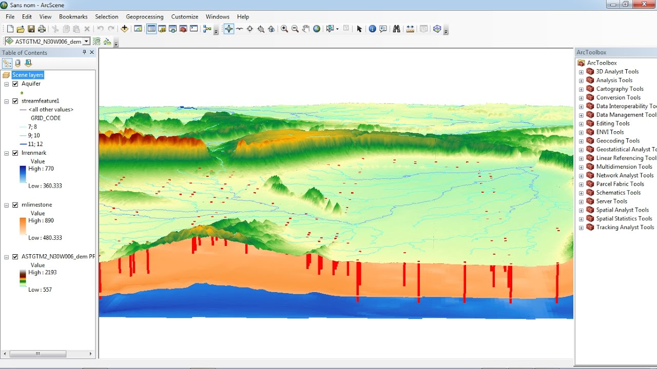 how to visualize aquifer surfaces using ArcGis/ArcScene
