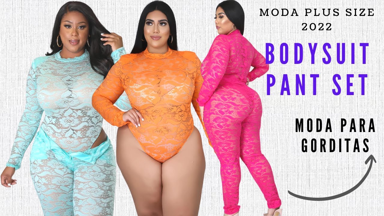 Moda para gorditas 2022 || Bodysuit Pant Set || ropa plus size para mujer