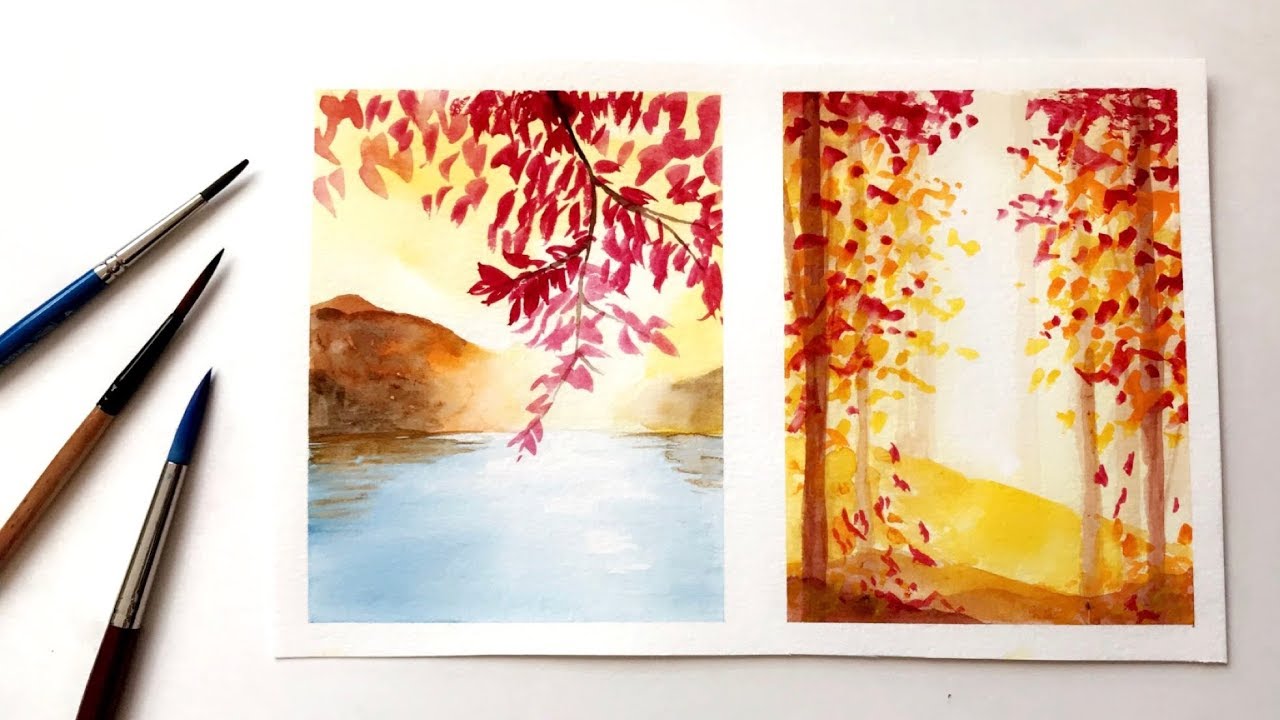How To Paint Simple Fall Autumn Inspired Watercolor Ideas | Watercolor Painting