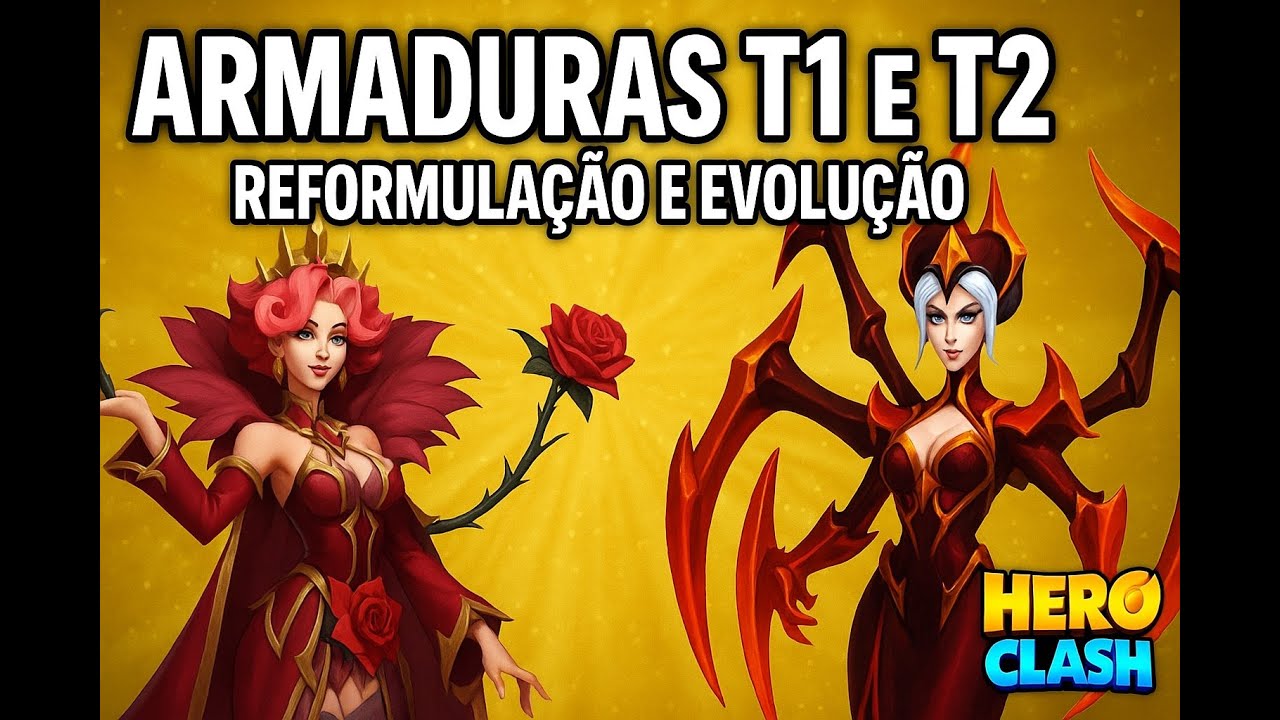 🎭 ARMADURAS NO HERO CLASH – COMO REFORMULAR E SUBIR PARA T1 E T2 ⚔️🔥